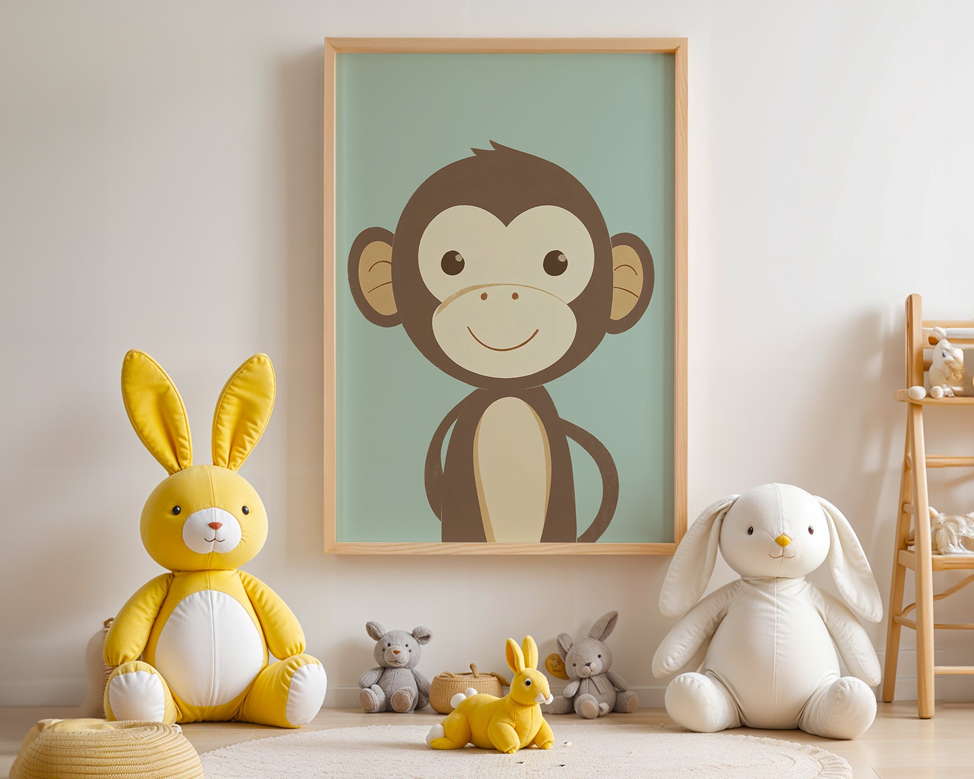 Lächelnder Affe Cartoon Mint-Hintergrund