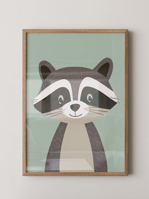 Waschbär Illustration Pastellfarben