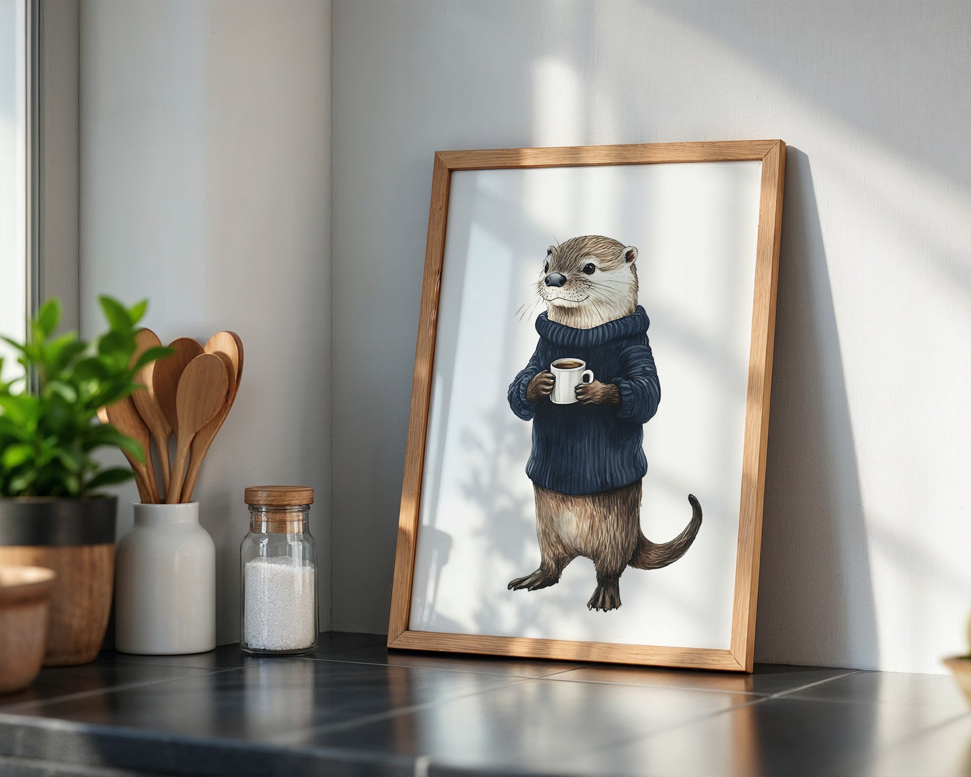Otter im Pullover gemütlich