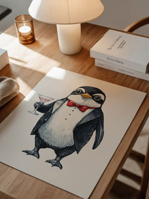 Pinguin Gentleman Aquarell