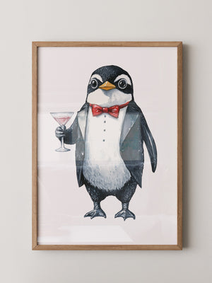 Pinguin Gentleman Aquarell