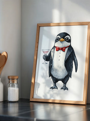 Pinguin Gentleman Aquarell