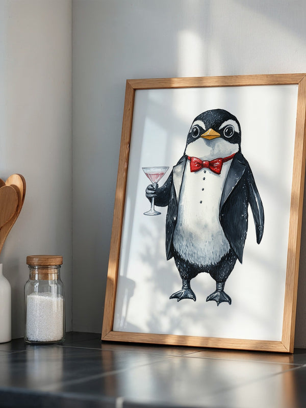 Pinguin Gentleman Aquarell