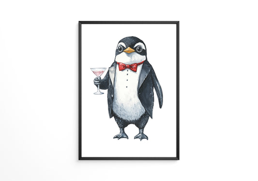 Pinguin Gentleman Aquarell