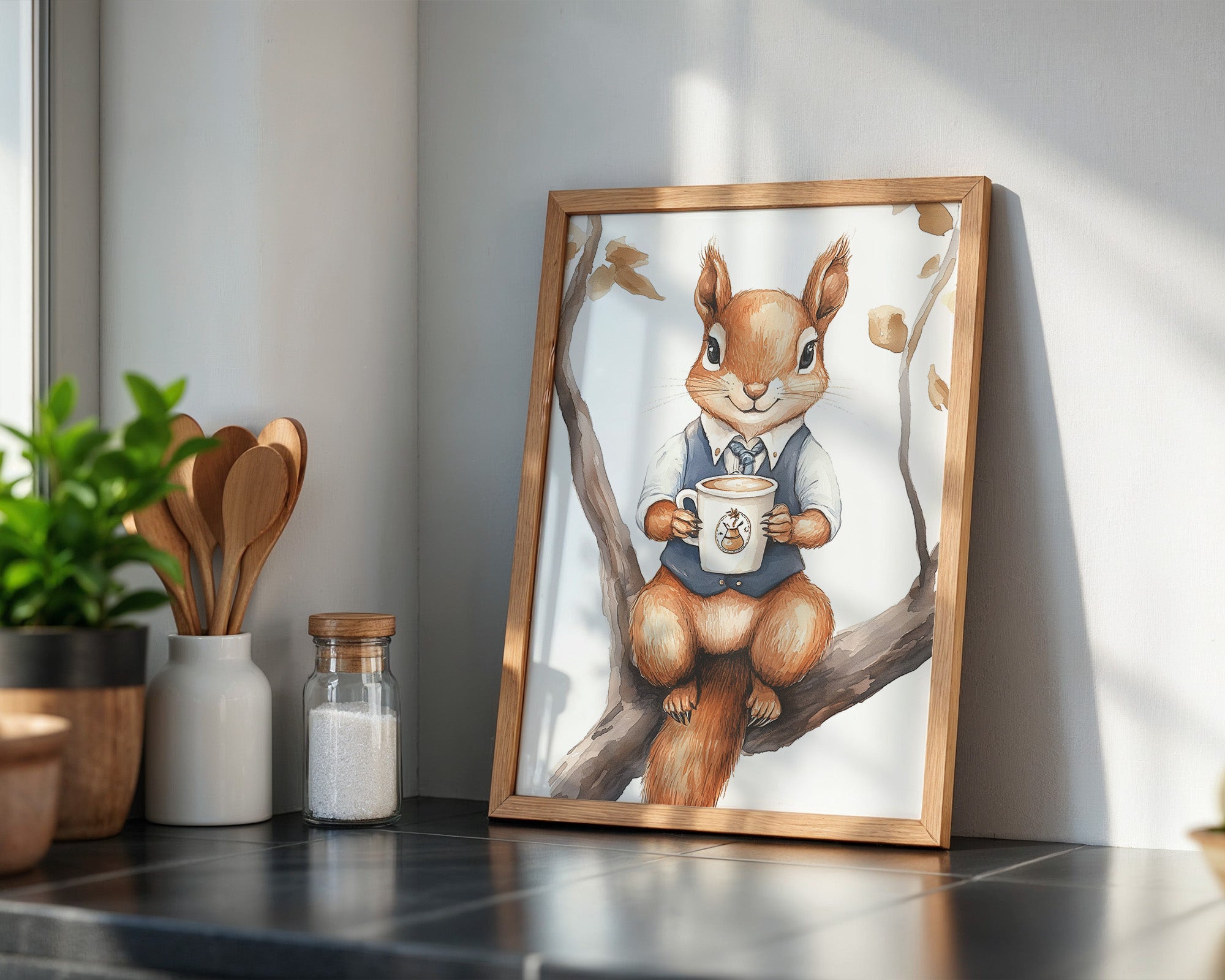 Eichhörnchen Kaffeetasse Aquarell