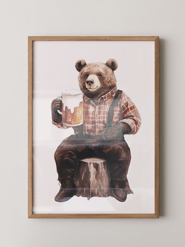 Bär mit Bier humorvoll