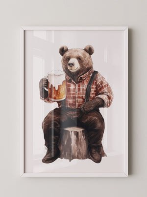 Bär mit Bier humorvoll