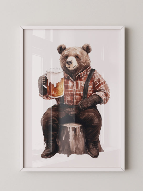 Bär mit Bier humorvoll