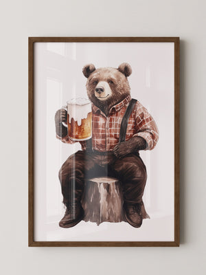 Bär mit Bier humorvoll