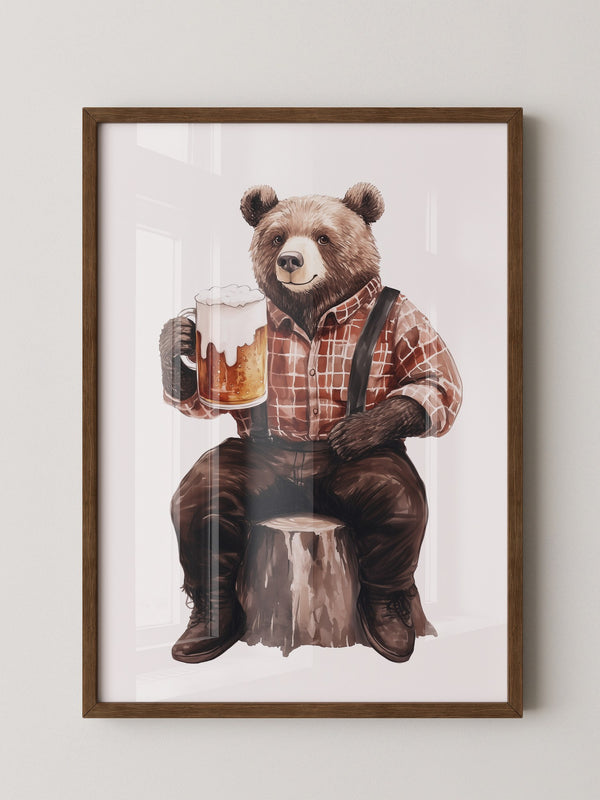 Bär mit Bier humorvoll