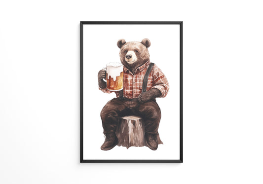 Bär mit Bier humorvoll