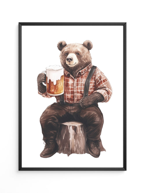 Bär mit Bier humorvoll