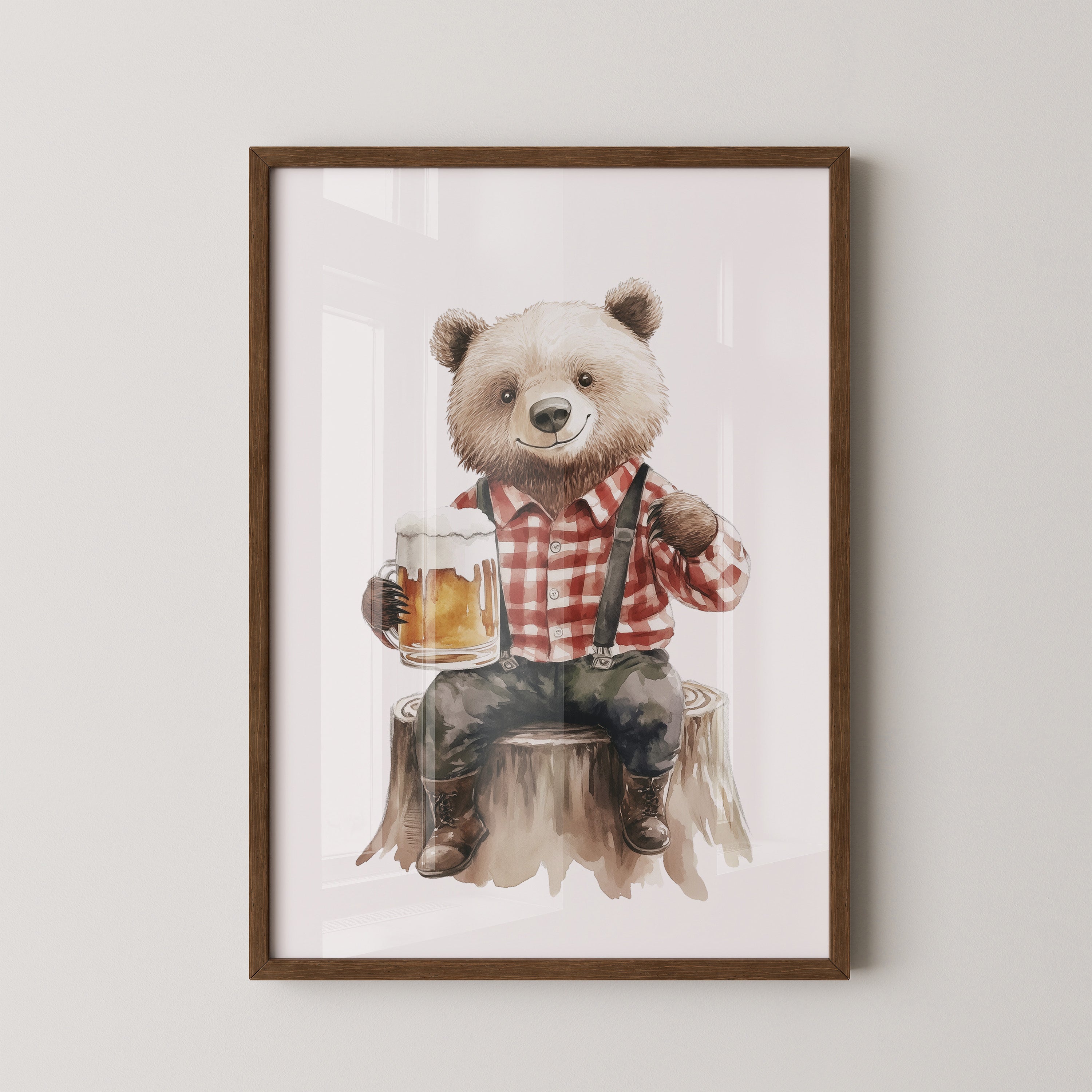 Bär kariertes Holzfällerhemd