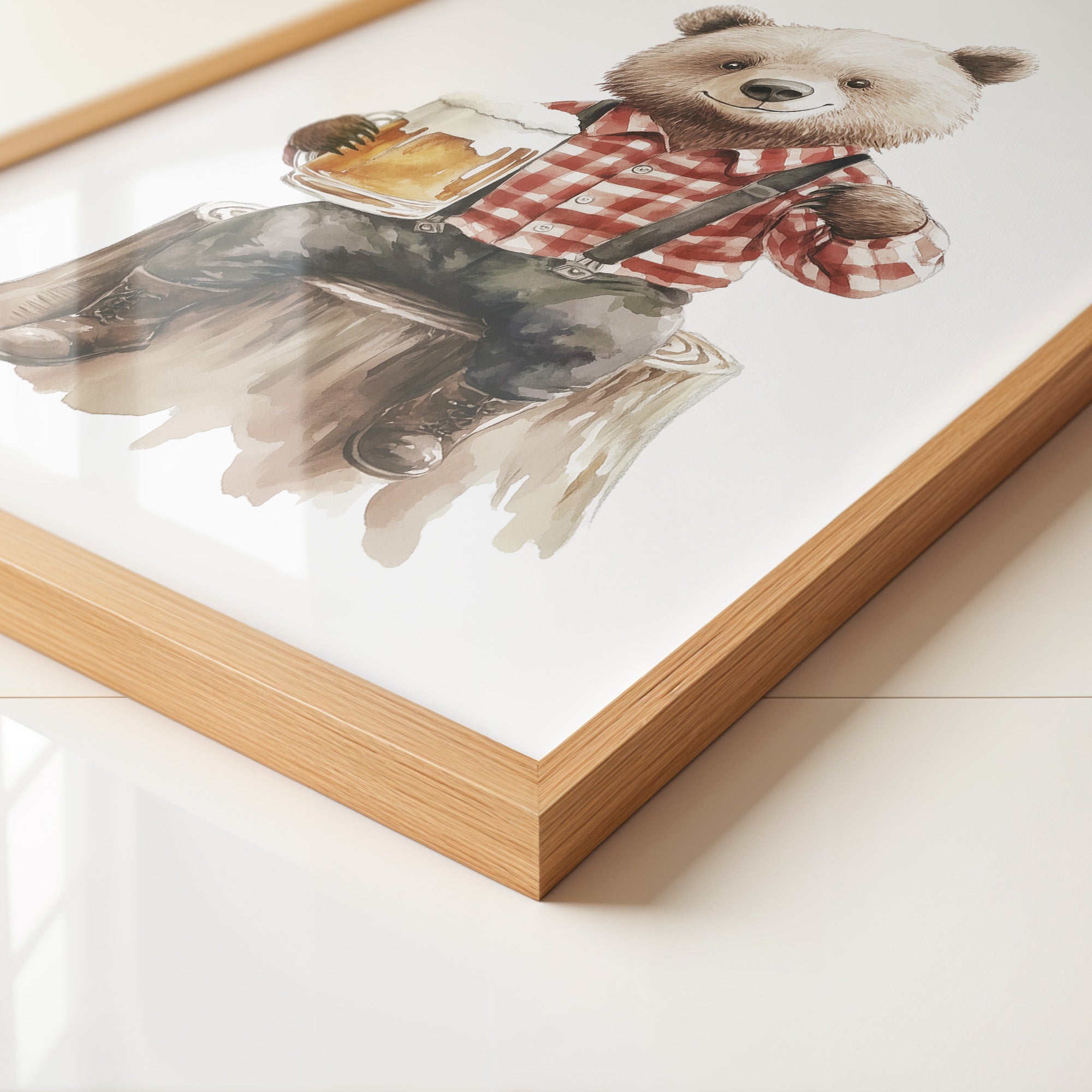 Bär kariertes Holzfällerhemd