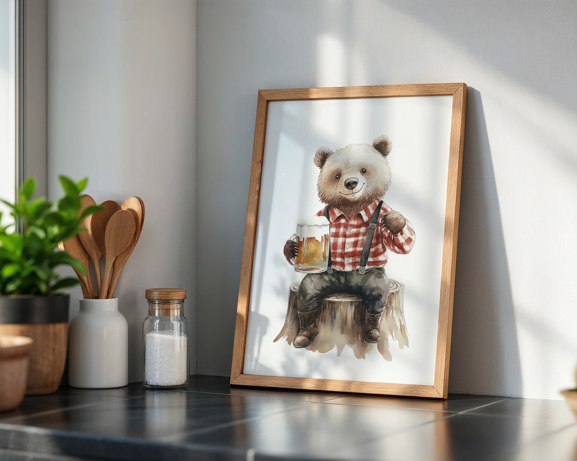 Bär kariertes Holzfällerhemd