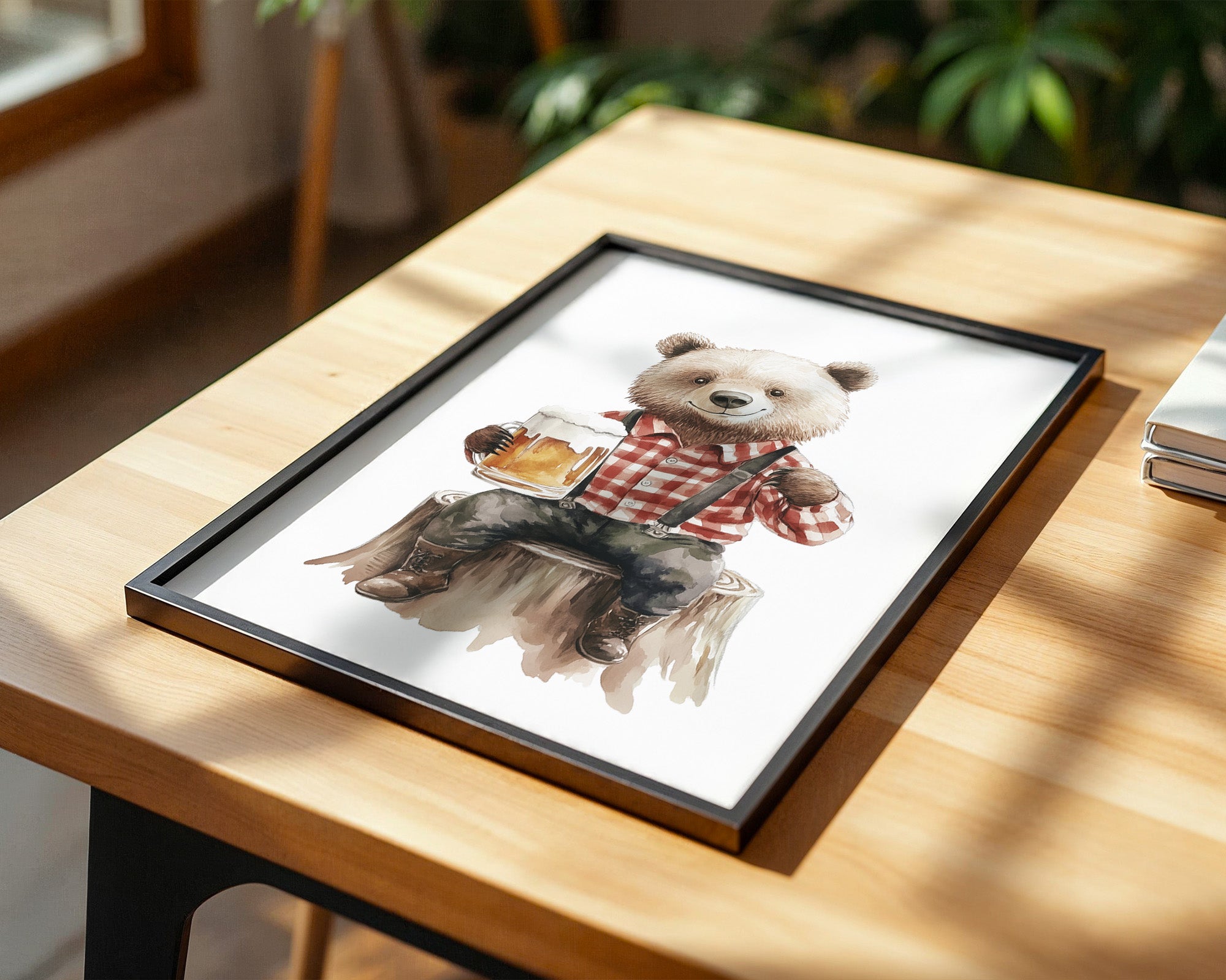 Bär kariertes Holzfällerhemd