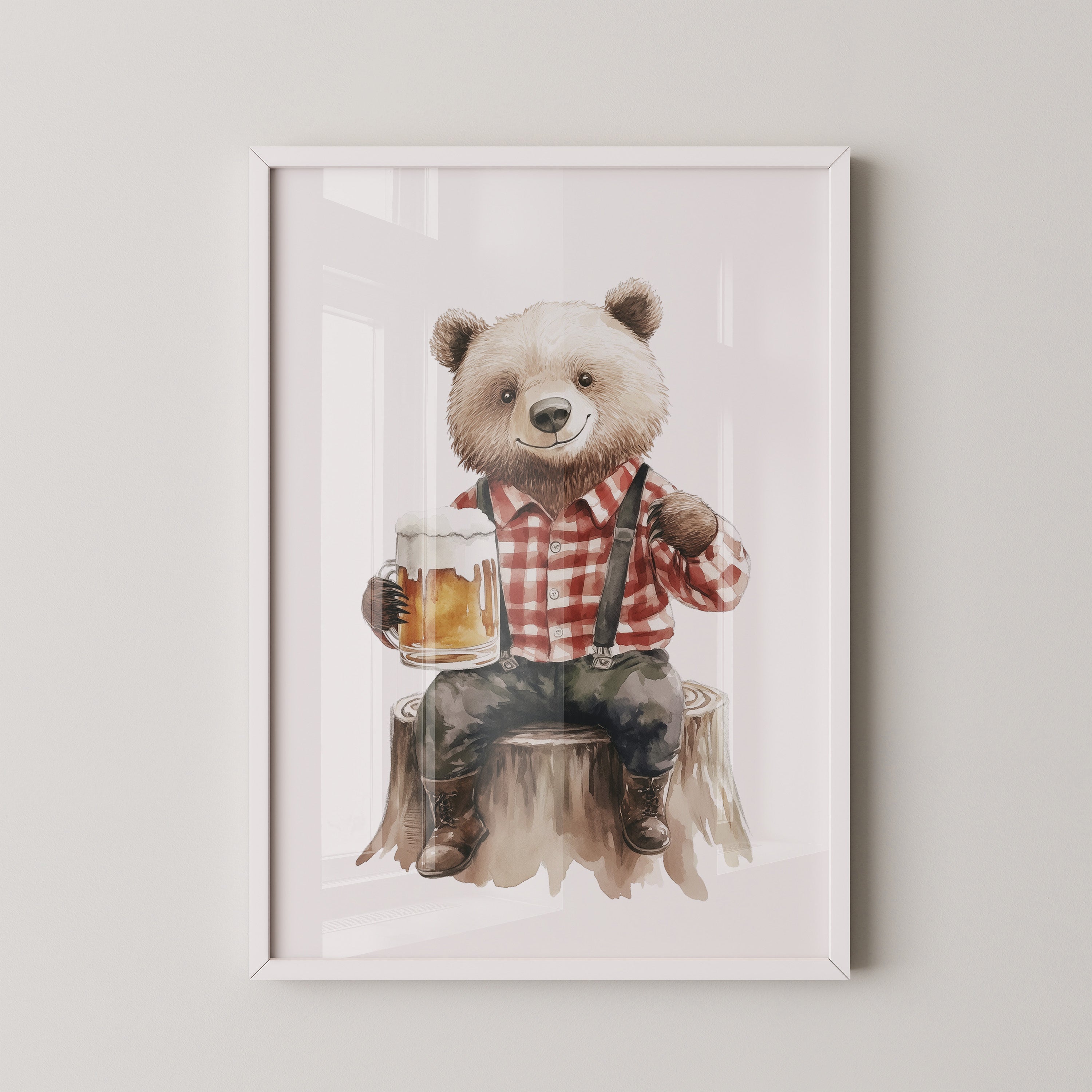 Bär kariertes Holzfällerhemd