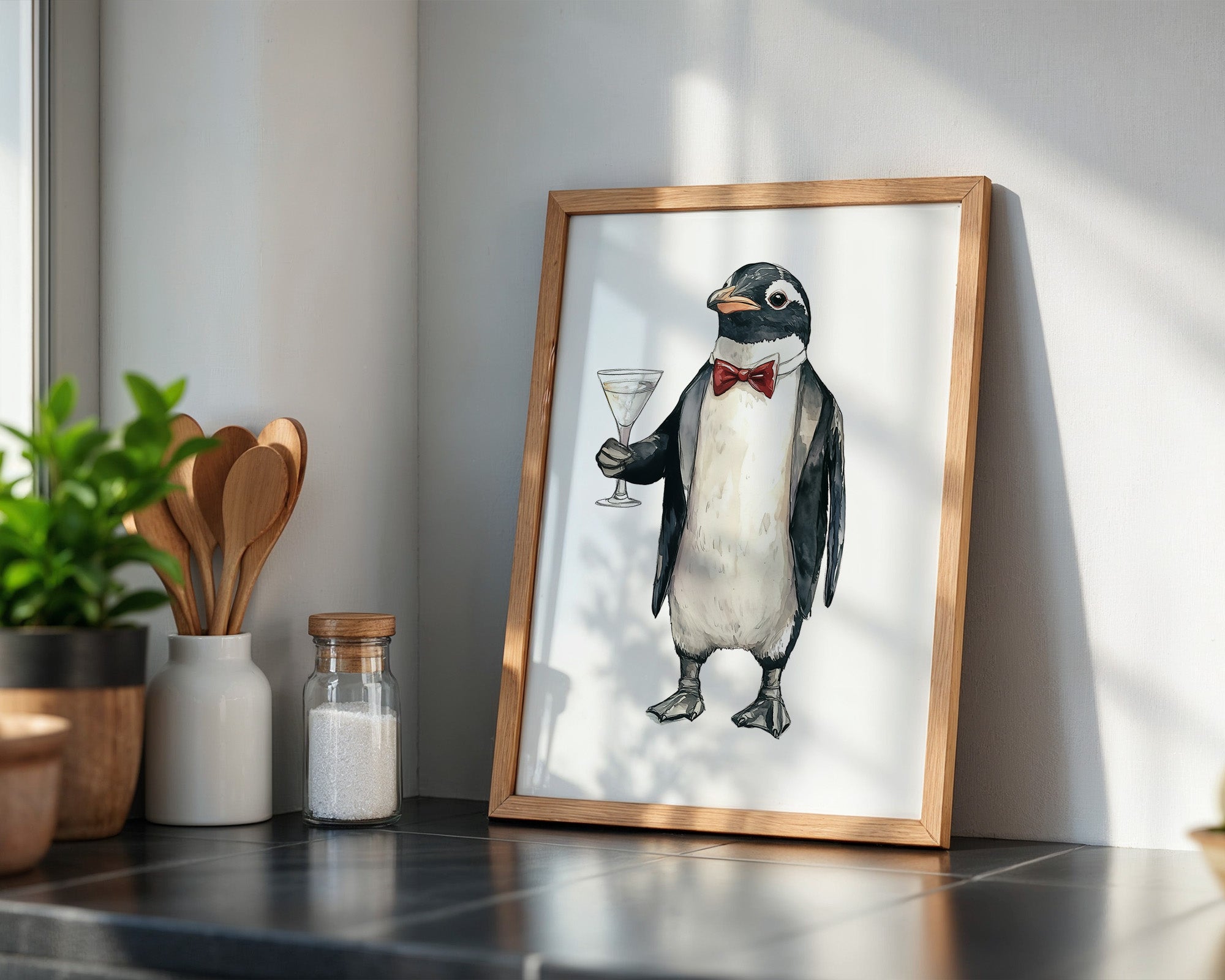 Pinguin Anzug Cocktailszene