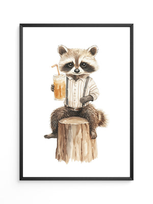 Waschbär Cocktail illustriert