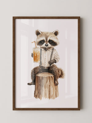 Waschbär Cocktail illustriert