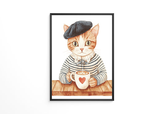 Katzen Barista Herzmuster Vintage