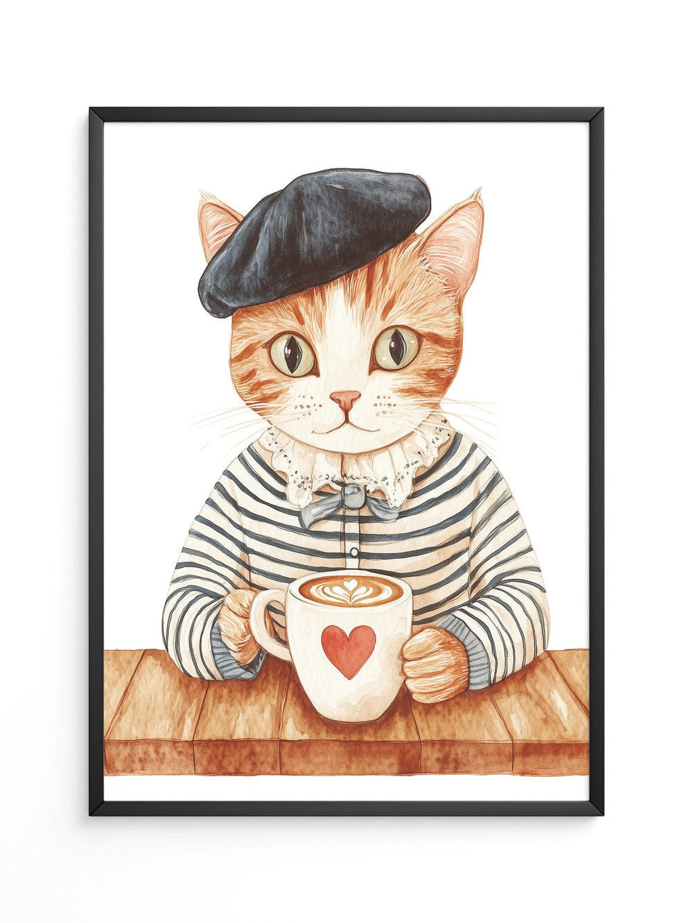 Katzen Barista Herzmuster Vintage