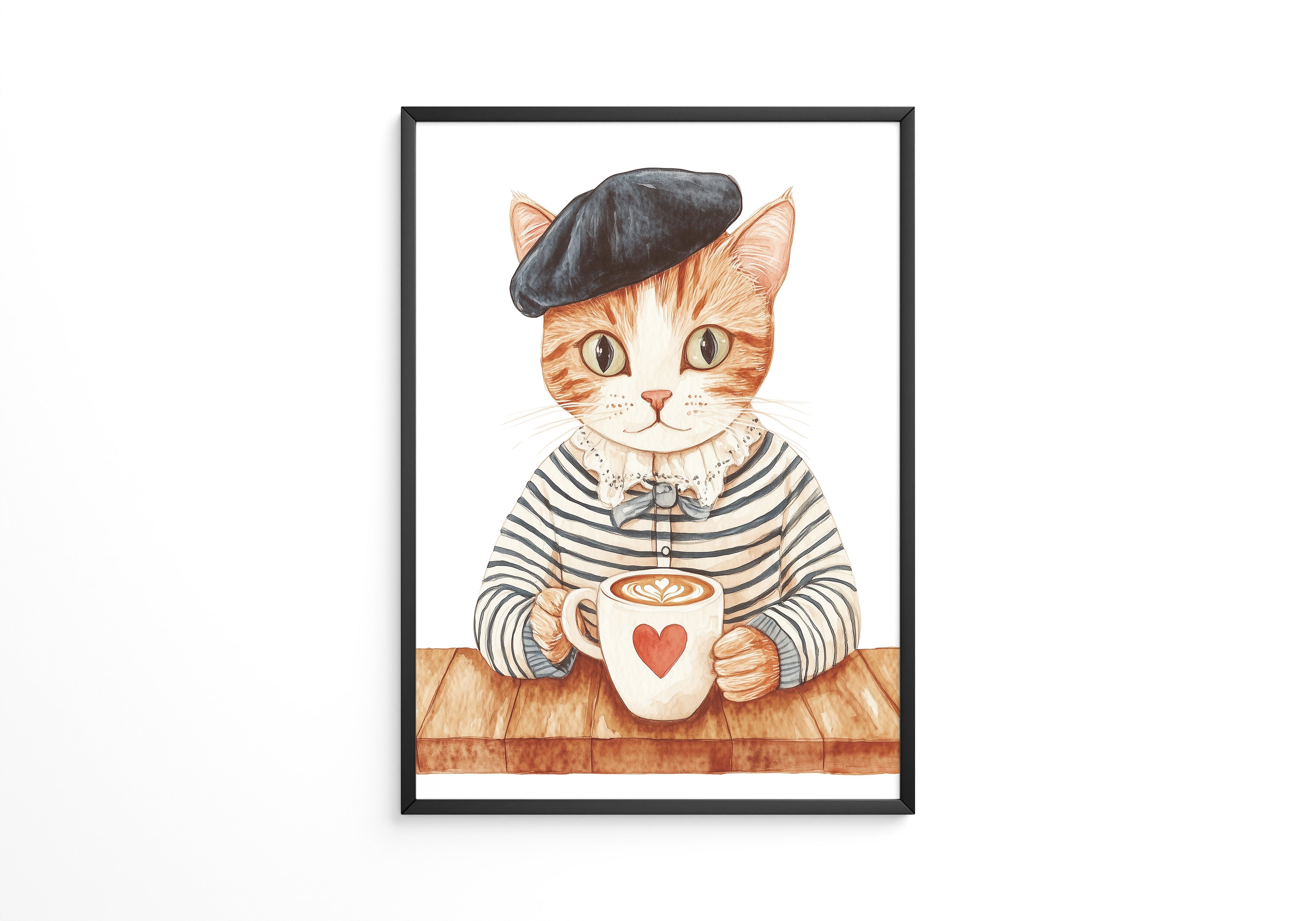 Katzen Barista Herzmuster Vintage
