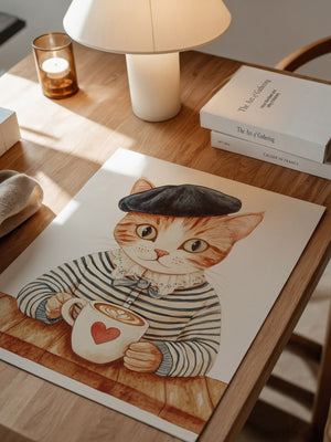 Katzen Barista Herzmuster Vintage