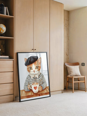 Katzen Barista Herzmuster Vintage