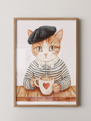 Katzen Barista Herzmuster Vintage