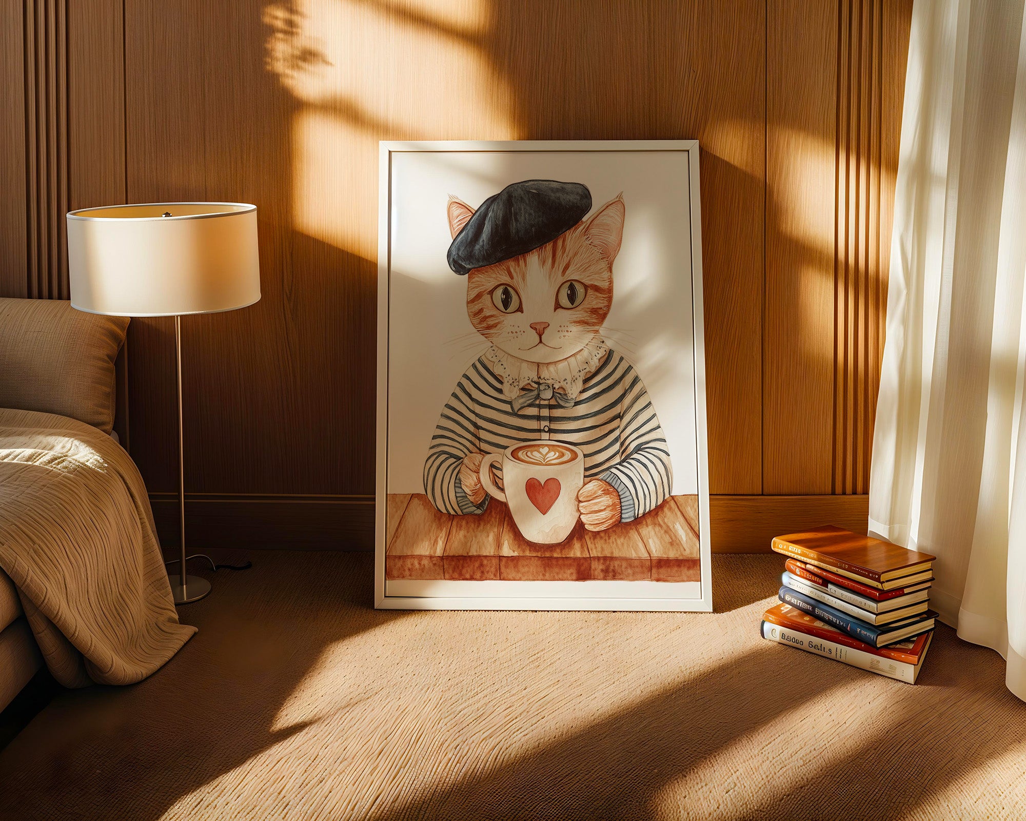 Katzen Barista Herzmuster Vintage