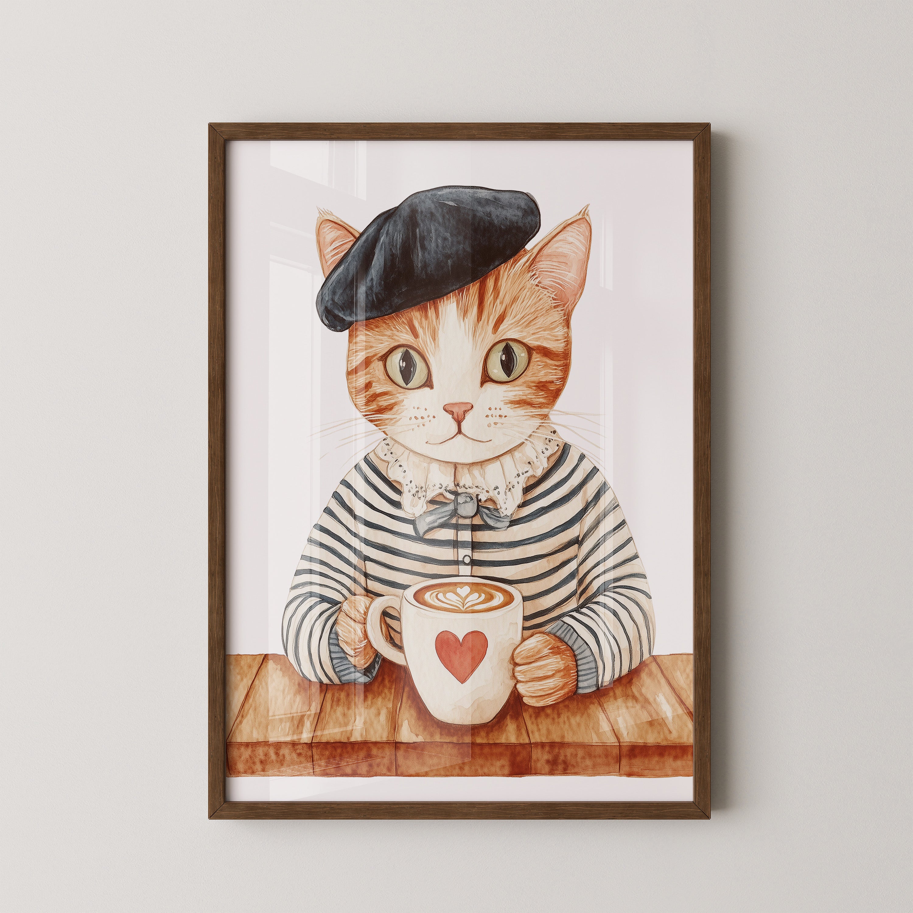 Katzen Barista Herzmuster Vintage