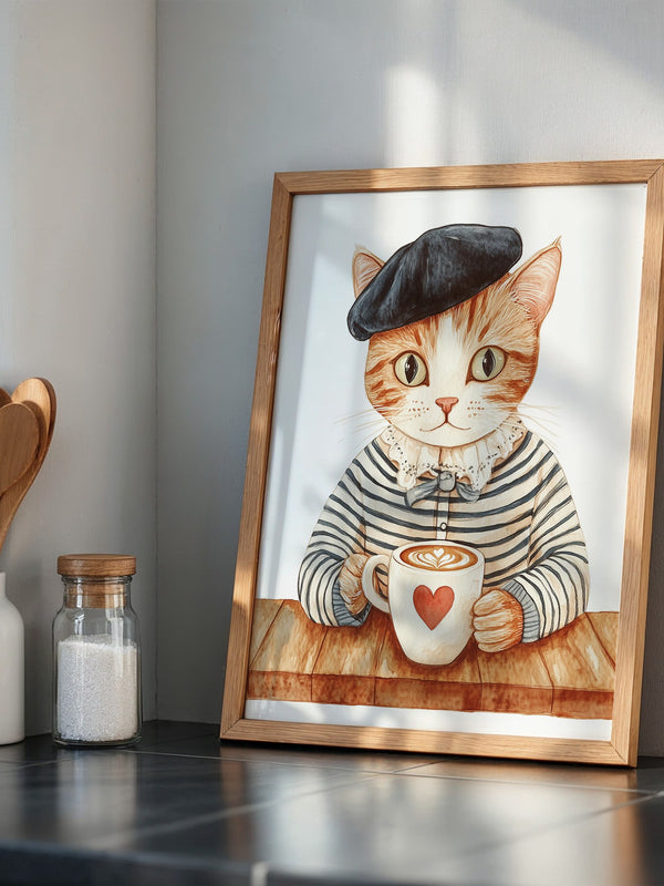 Katzen Barista Herzmuster Vintage