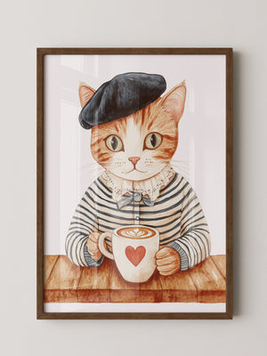 Katzen Barista Herzmuster Vintage