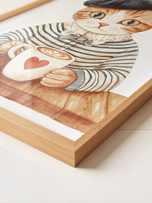 Katzen Barista Herzmuster Vintage