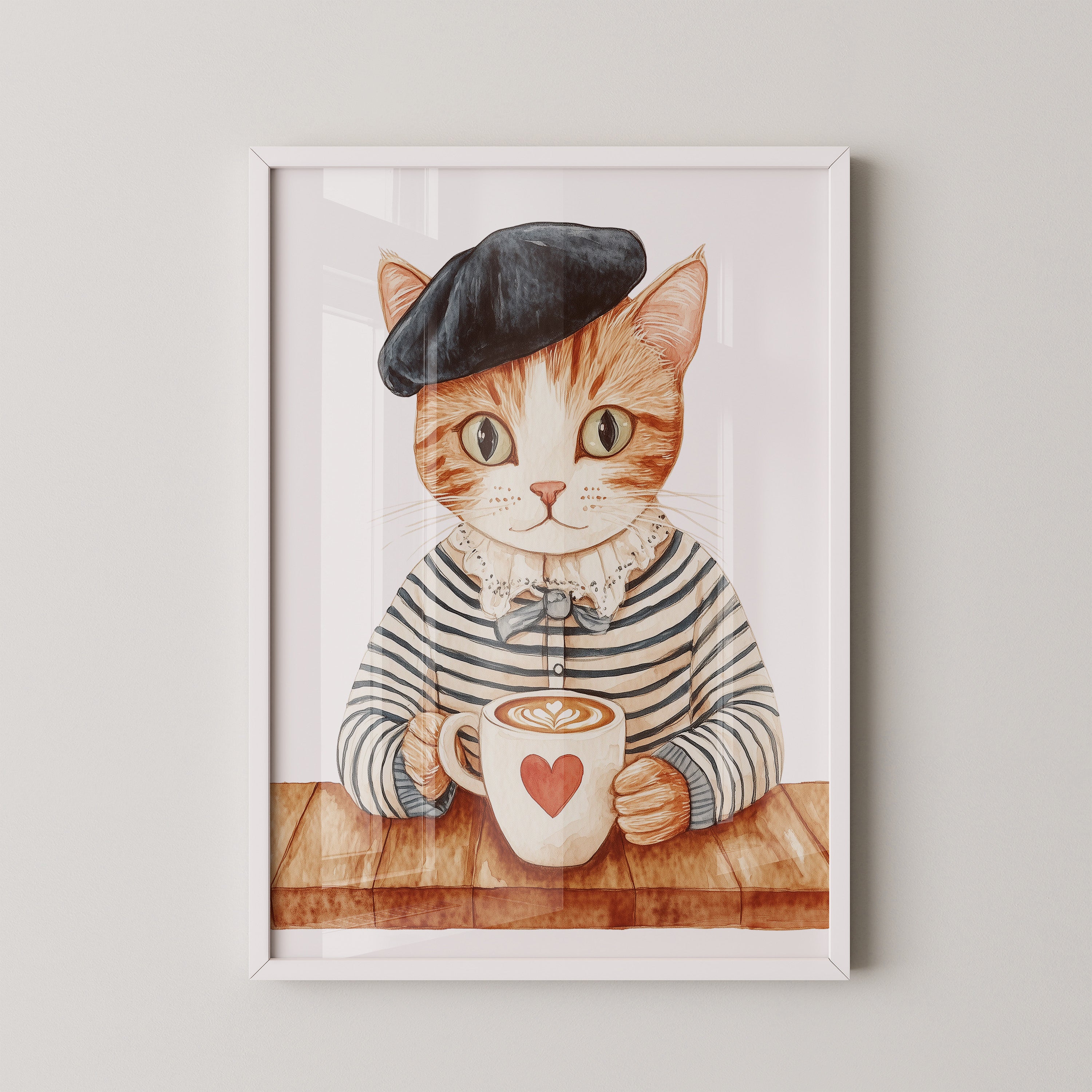 Katzen Barista Herzmuster Vintage