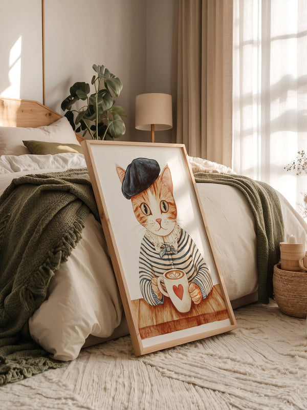 Katzen Barista Herzmuster Vintage