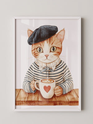 Katzen Barista Herzmuster Vintage