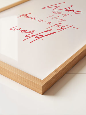 Wein Zitat rote Handschrift