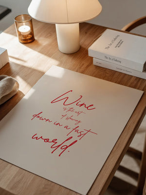Wein Zitat rote Handschrift