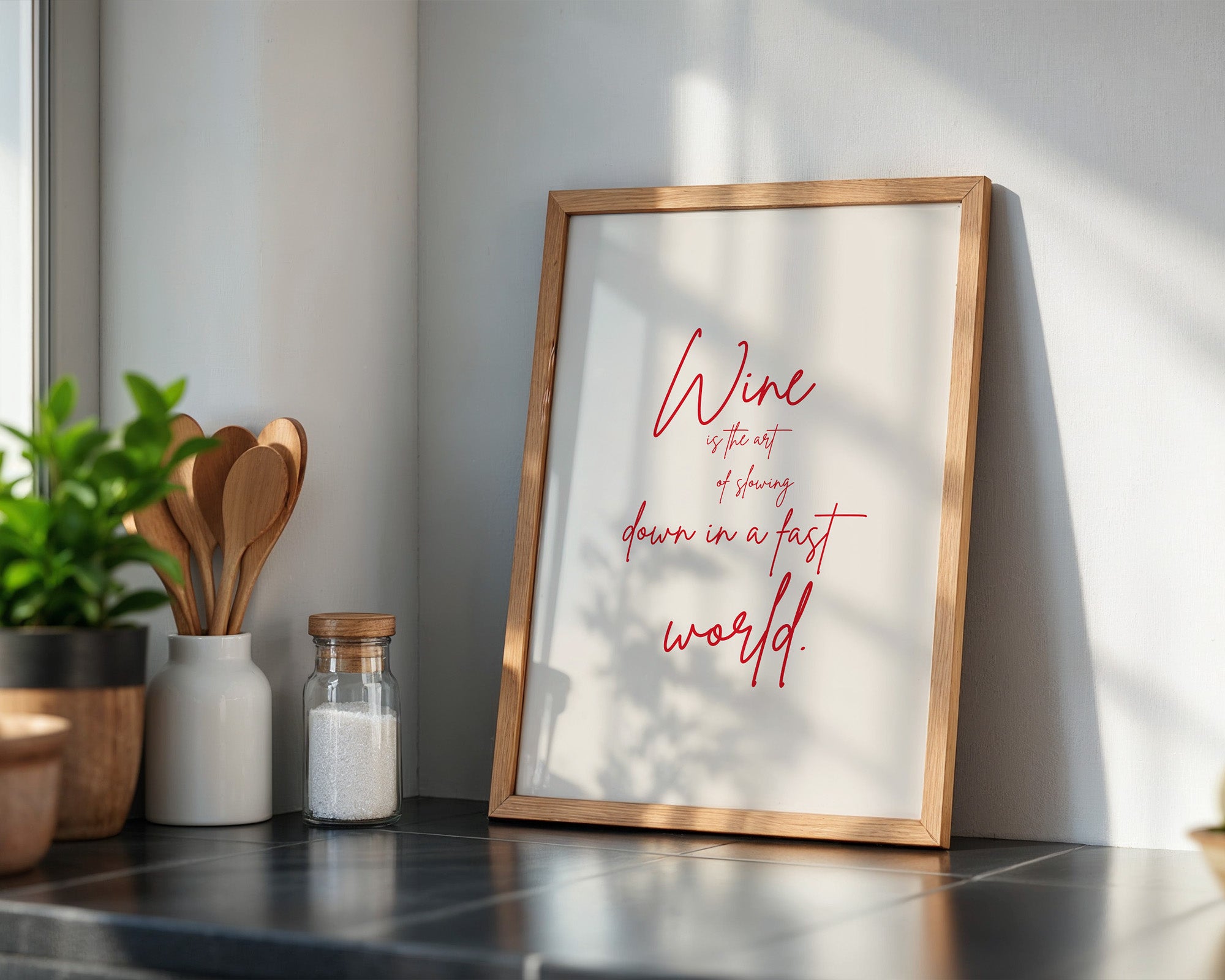 Wein Zitat rote Handschrift