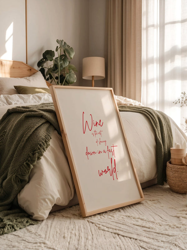 Wein Zitat rote Handschrift