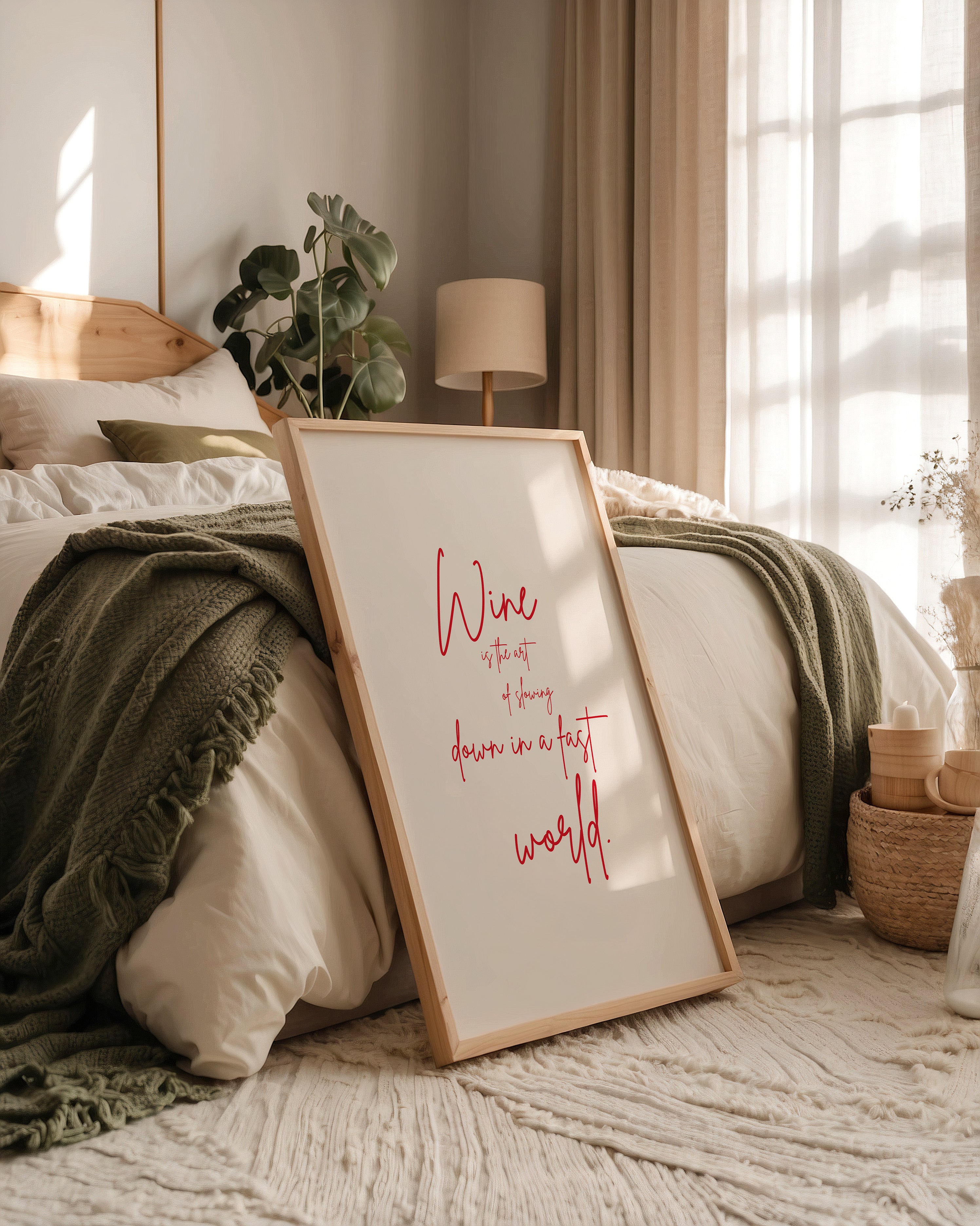 Wein Zitat rote Handschrift