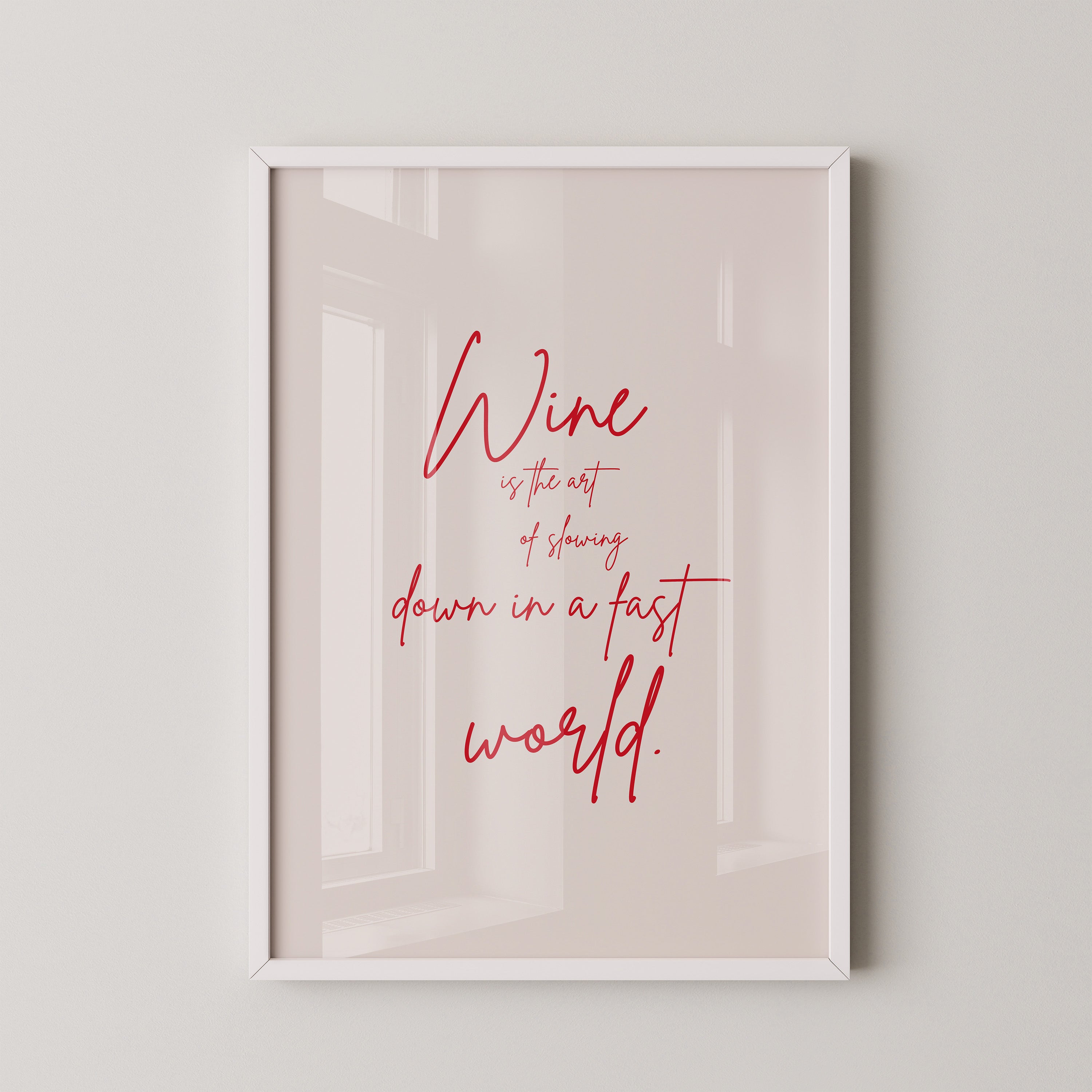 Wein Zitat rote Handschrift