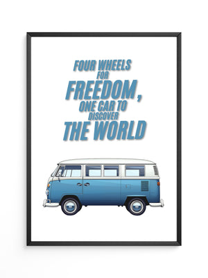 Bulli Freiheit Retro Blau