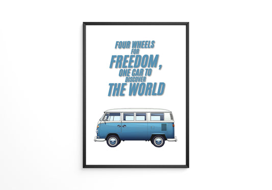 Bulli Freiheit Retro Blau