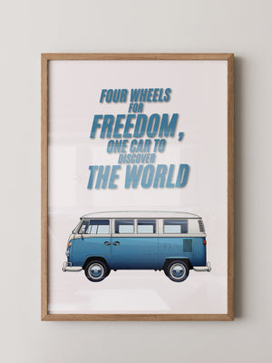 Bulli Freiheit Retro Blau