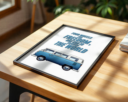 Bulli Freiheit Retro Blau