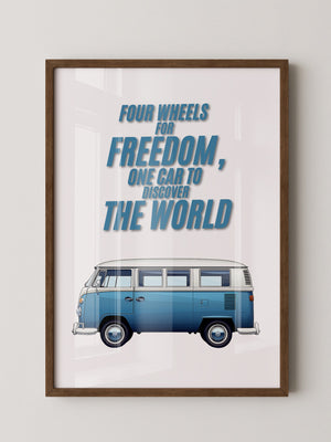 Bulli Freiheit Retro Blau