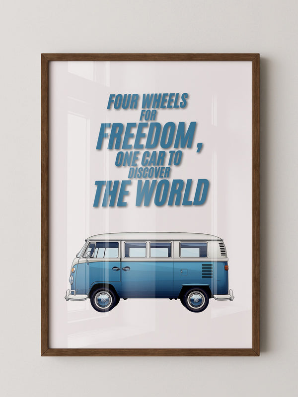 Bulli Freiheit Retro Blau